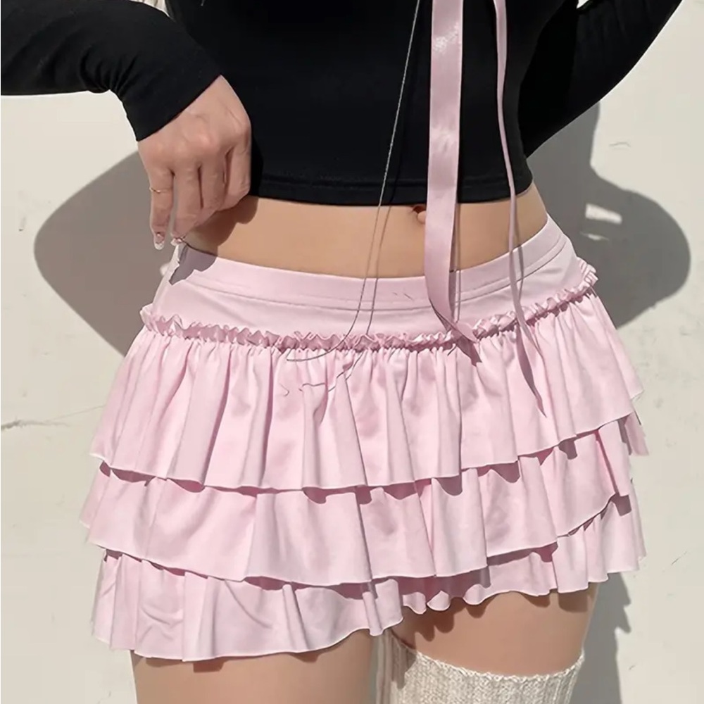 Pink Ruffle Mini Skort - Picture 4 of 5